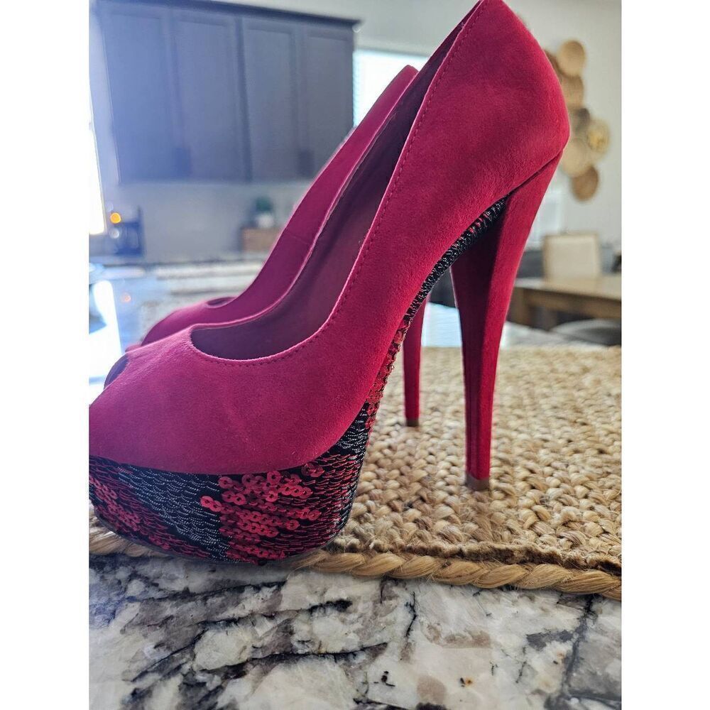 2 lips too red sequin heels